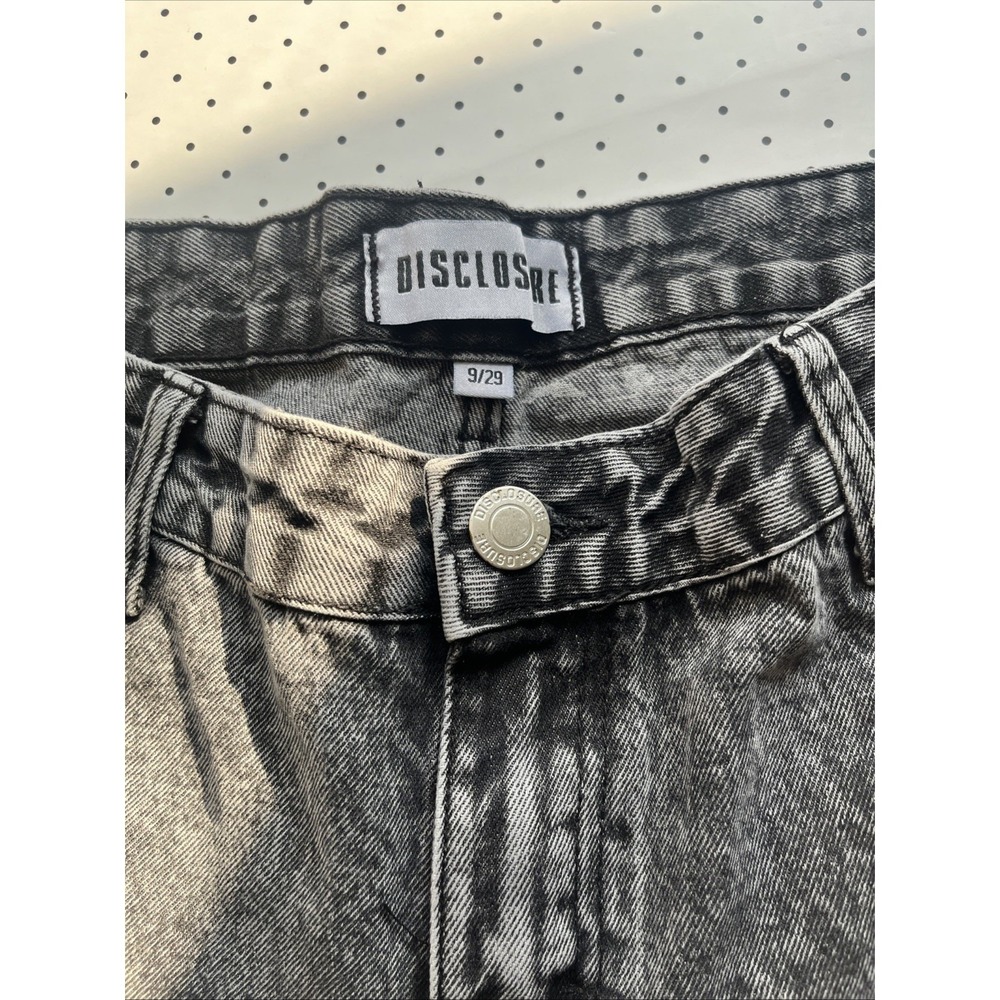 Disclosure Washed Black Cargo Jeans Wide Leg Y2K Streetwear Utility Pants 9/29 - Picture 9 of 11